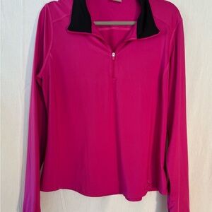 Danskin Pink Long Sleeve athletic Top with Black Collar